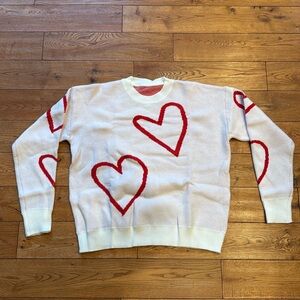 Women’s Heart Sweater Long Sleeve Loose Fit Pullover Top-Sz L-Never Worn